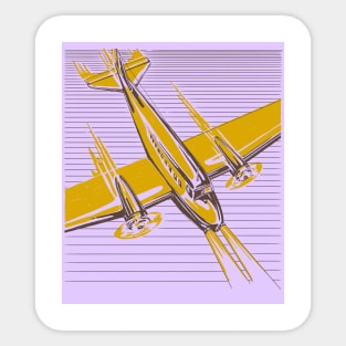 Retro Airplane Yellow and Violet Sticker